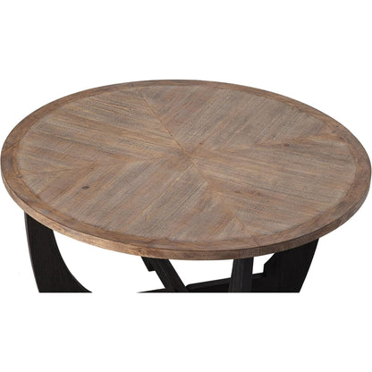 COZAYH Rustic Farmhouse Round Coffee Table with Crisscross Base for Living Room