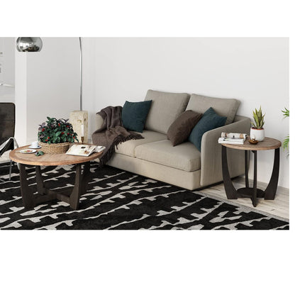 COZAYH Rustic Farmhouse Round Coffee Table with Crisscross Base for Living Room