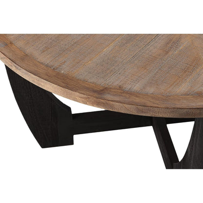 COZAYH Rustic Farmhouse Round Coffee Table with Crisscross Base for Living Room