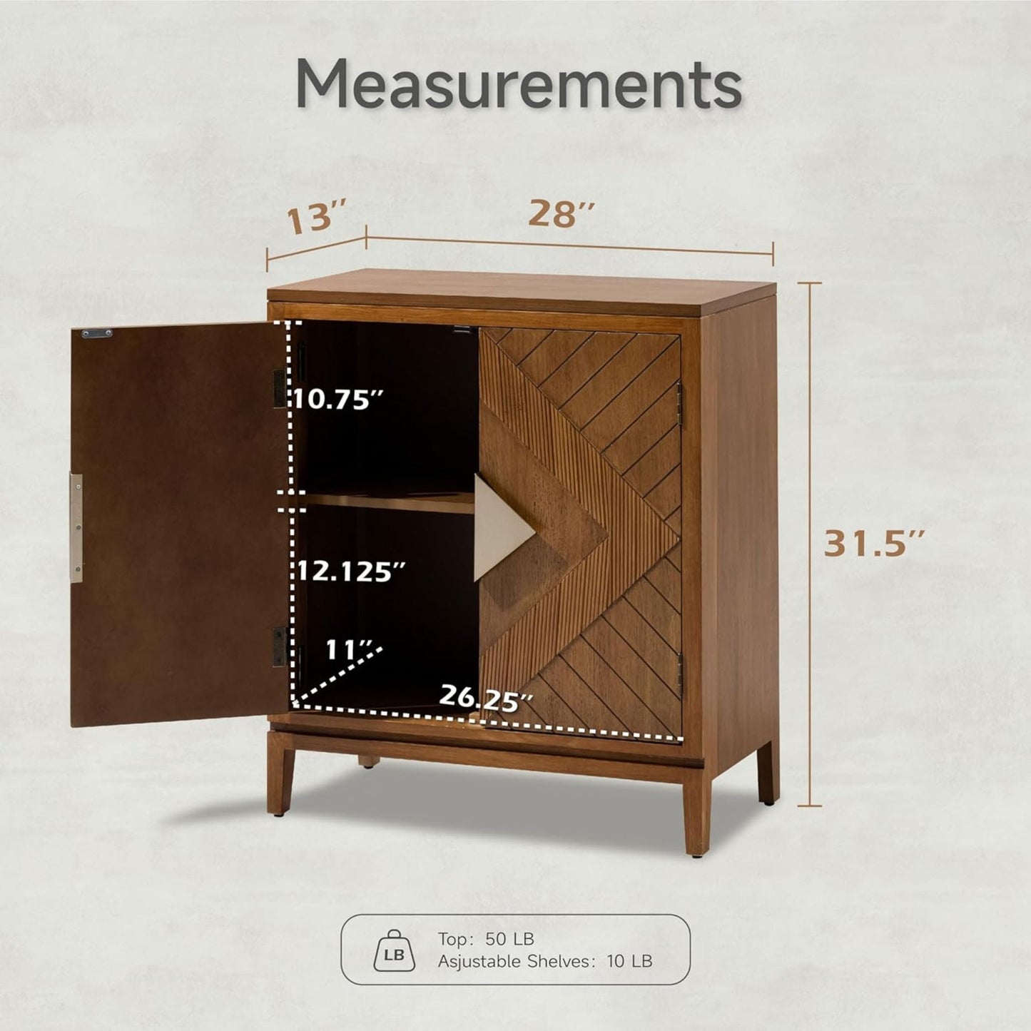COZAYH Storage Cabinet Modern Wood Accent Sideboard Buffet Geometric Doors, Wood