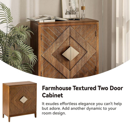 COZAYH Storage Cabinet Modern Wood Accent Sideboard Buffet Geometric Doors, Wood