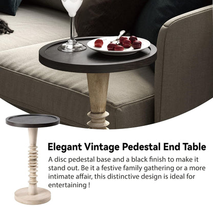 COZAYH Pedestal Tray Top End Table for Holding Drinks, Lamps or Plants, Black