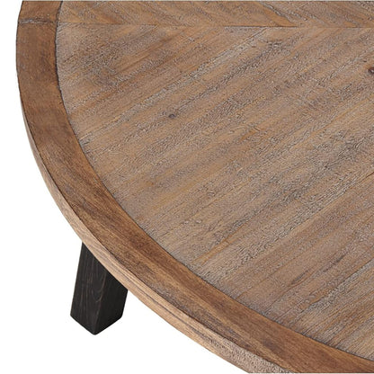 COZAYH Rustic Farmhouse Round Coffee Table with Geometric Base for Living Room