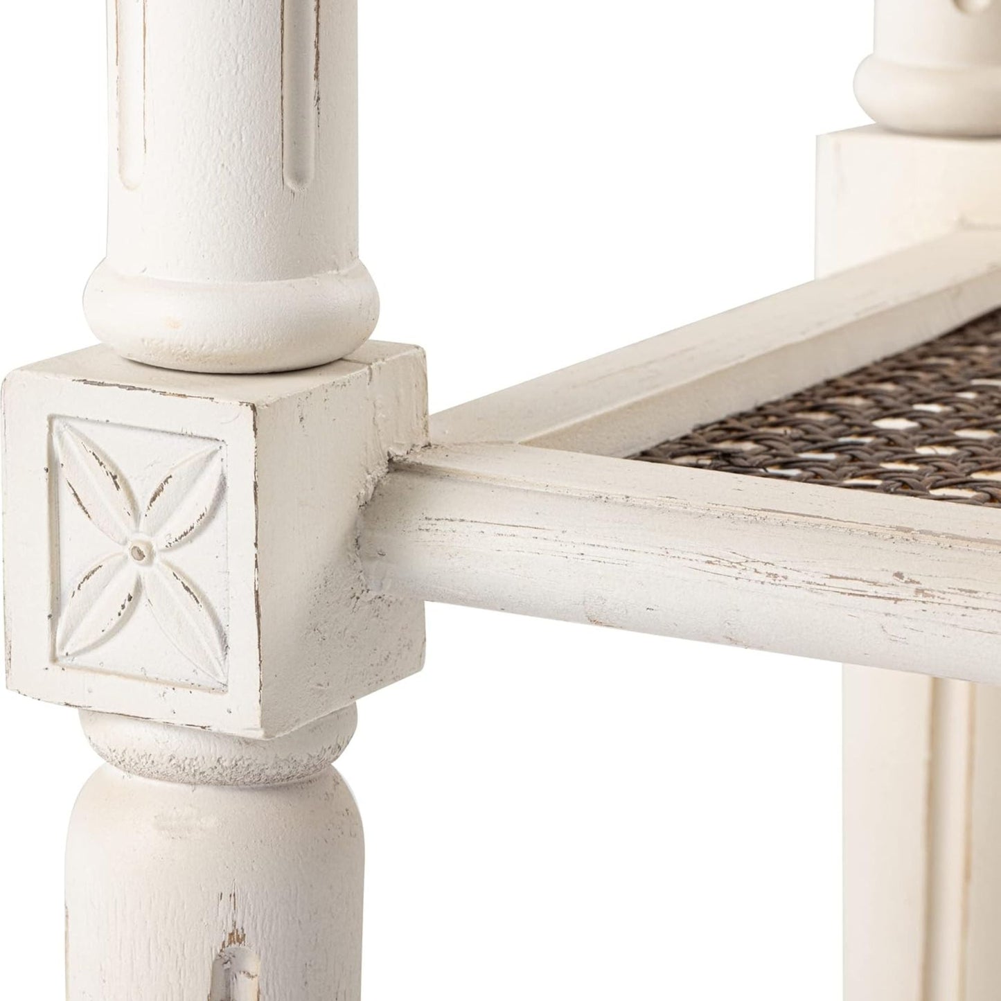 COZAYH Rustic Farmhouse Accent End Table, Wooden Square Tray Top, Brown & White