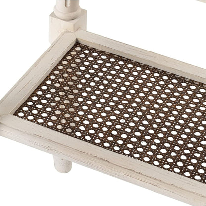 COZAYH Rustic Farmhouse Accent End Table, Wooden Square Tray Top, Brown & White