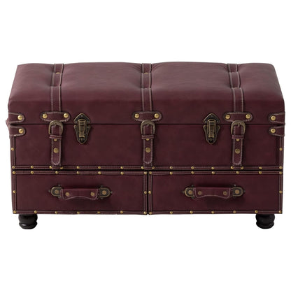 COZAYH Vintage Storage Bench, Upholstered Wooden Ottoman Bed Chest Box, Magenta