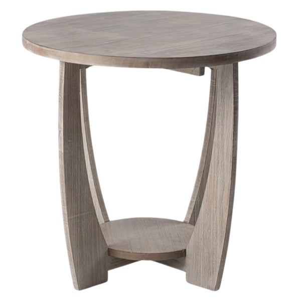 COZAYH Rustic Farmhouse Round End Table with Storage shelf for Living Room, Grey