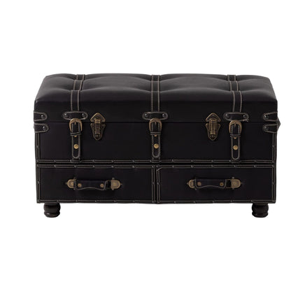 COZAYH Vintage Storage Bench, Upholstered Wooden Ottoman Bed Chest Box, Black