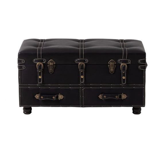 COZAYH Vintage Storage Bench, Upholstered Wooden Ottoman Bed Chest Box, Black