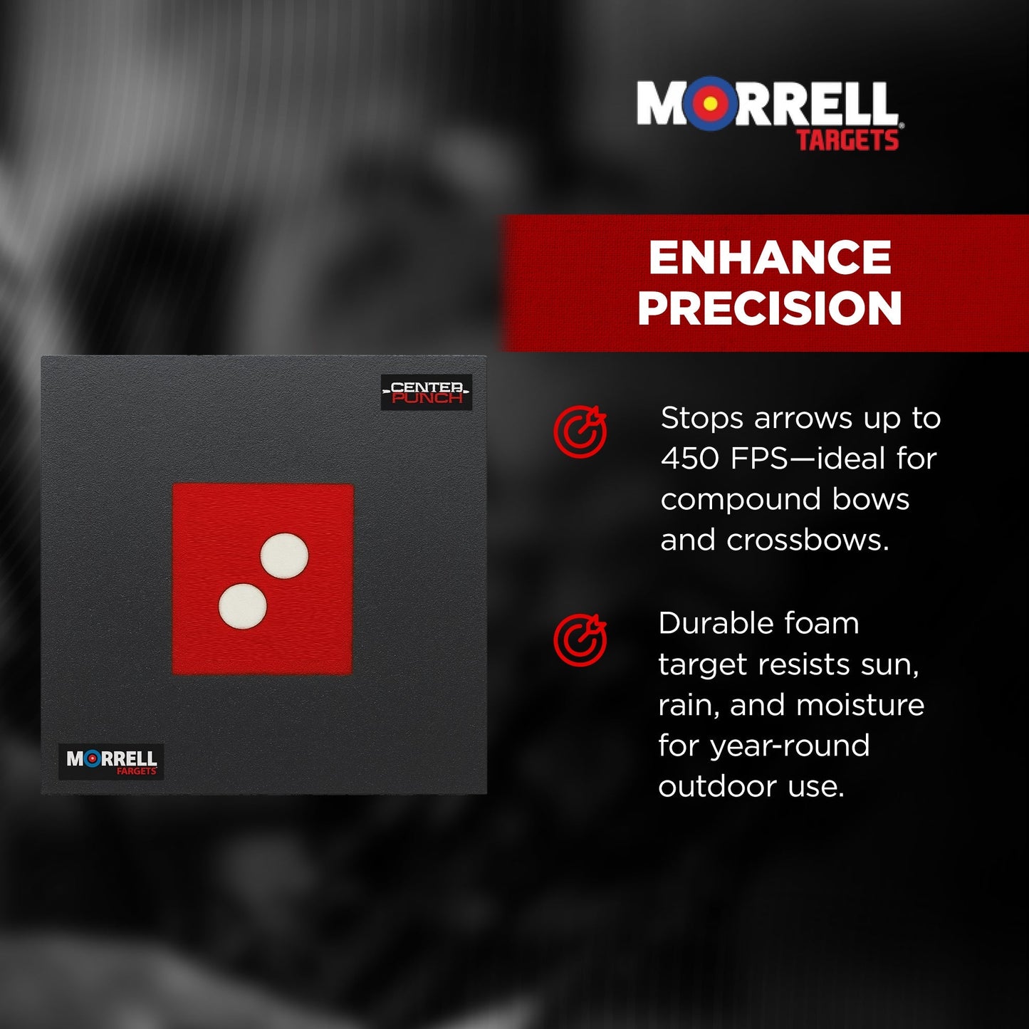 Morrell Targets Center Punch 35″ Foam Frame with High Roller Insert, Black/Red