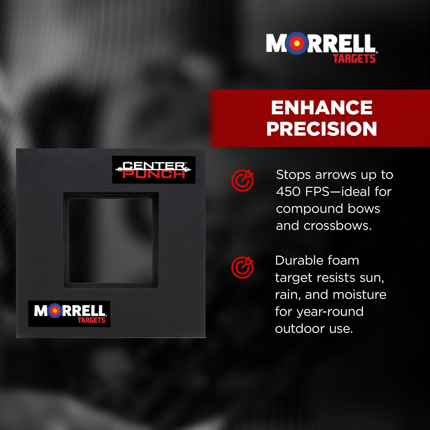 Morrell Targets Center Punch 24″ Foam Frame with High Roller Insert, Black/Red