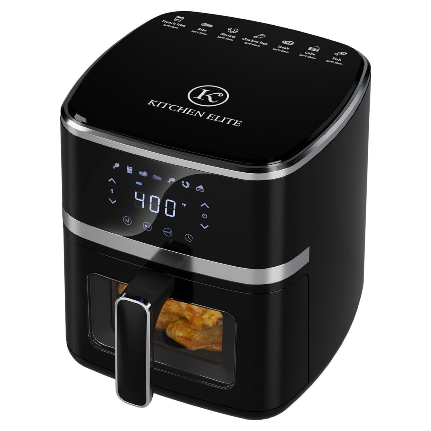 Kitchen Elite Digital Compact Air Fryer Oven with Window, 5.28 Quart, Black