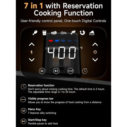 Kitchen Elite Digital Compact Air Fryer Oven with Window, 5.28 Quart, Black