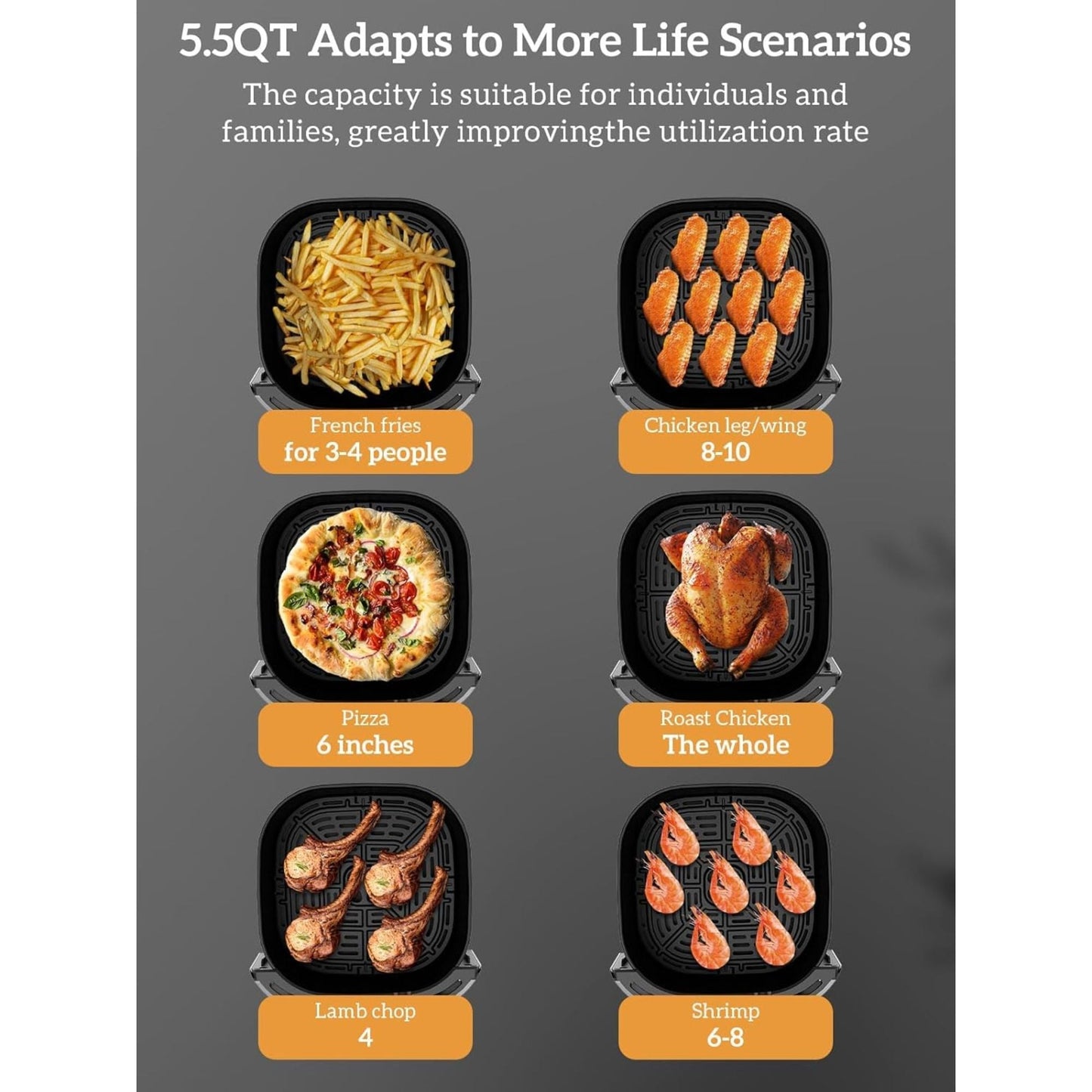 Kitchen Elite Digital Air Fryer Oven, Compact Cooker, 5.28 Qt, Stainless Steel