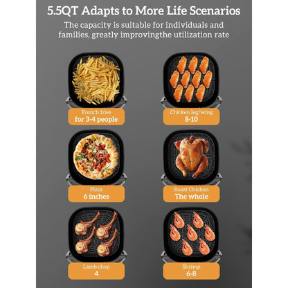 Kitchen Elite Digital Air Fryer Oven, Compact Cooker, 5.28 Qt, Stainless Steel