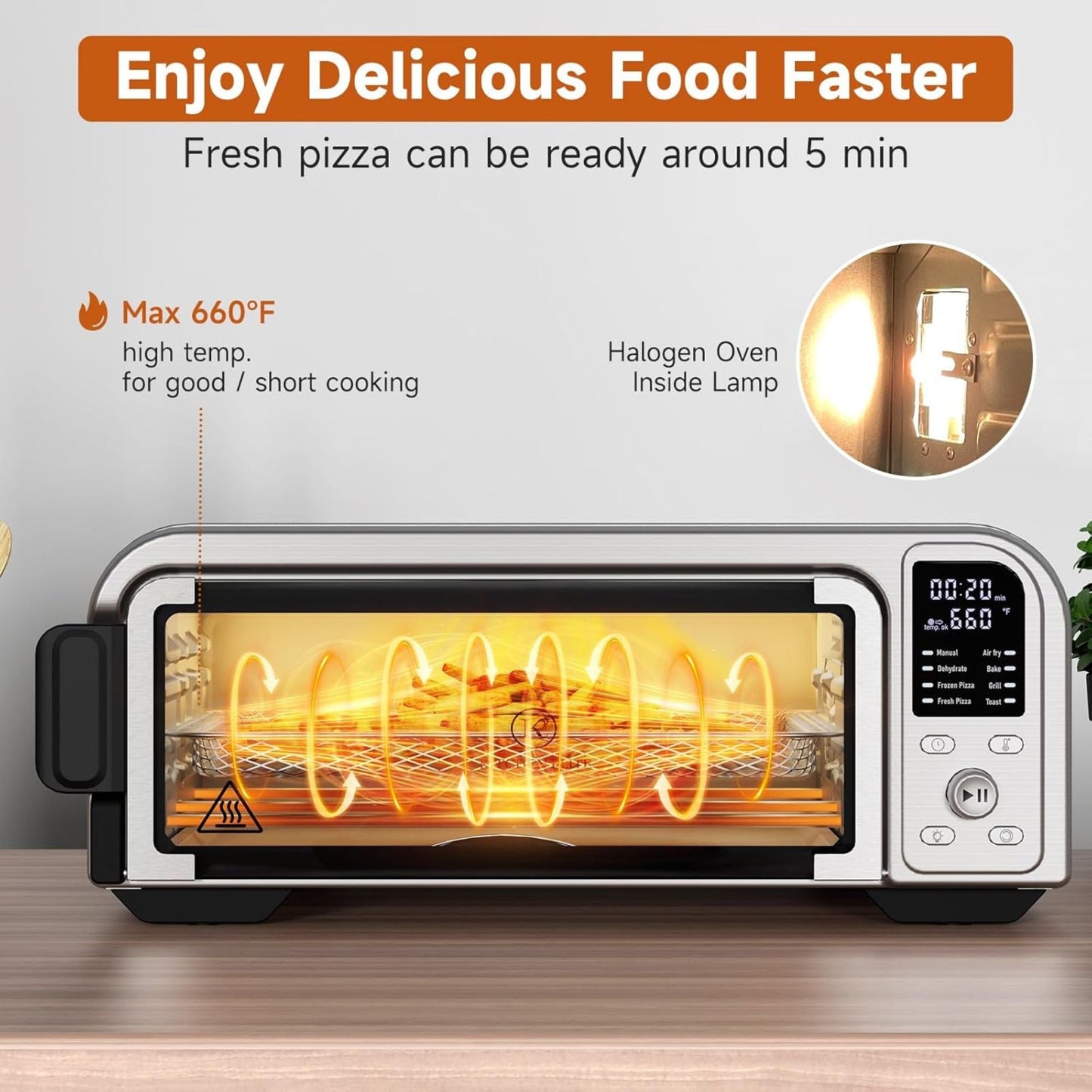 Kitchen Elite 8 in 1 Digital Air Fryer Toaster Convection Pizza Oven, Silver