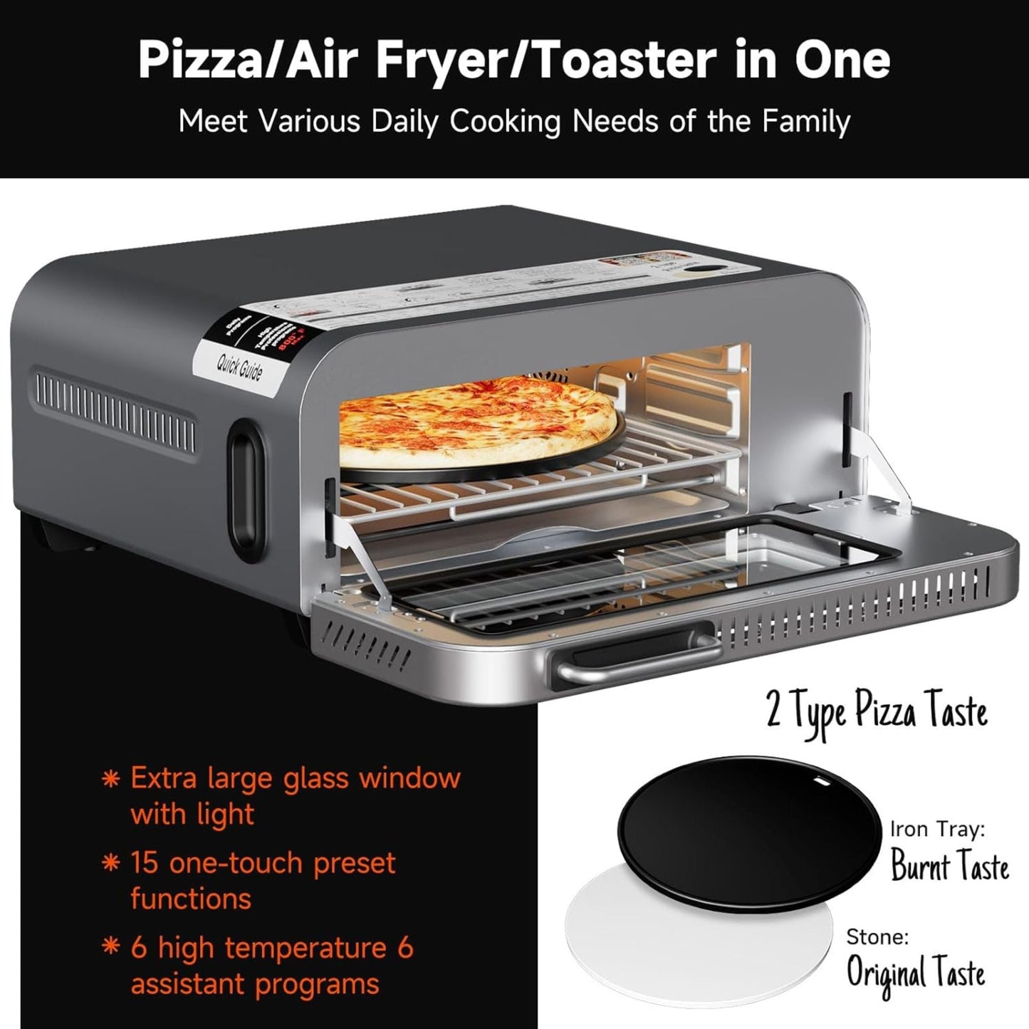 Kitchen Elite 18L Digital Air Fryer Toaster Oven, Convection Pizza Oven, Silver