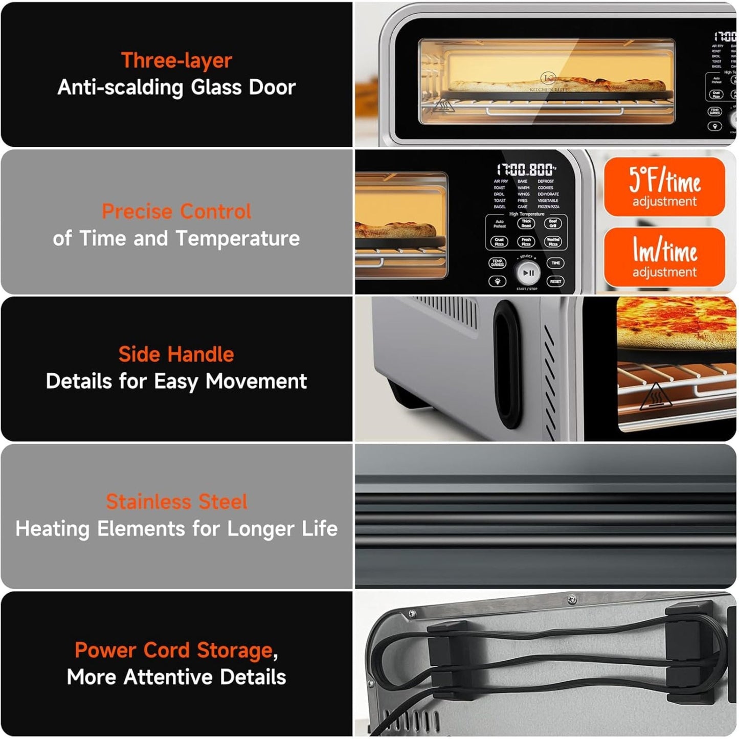 Kitchen Elite 18L Digital Air Fryer Toaster Oven, Convection Pizza Oven, Silver