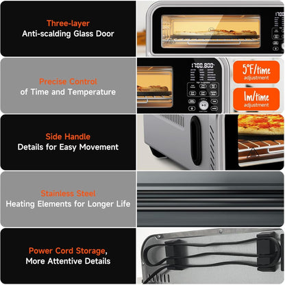 Kitchen Elite 18L Digital Air Fryer Toaster Oven, Convection Pizza Oven, Silver