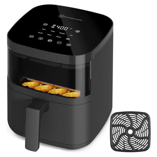 Kitchen Elite 4 Qt Digital Air Fryer Oven Cooker with Window, Touchscreen, Gray