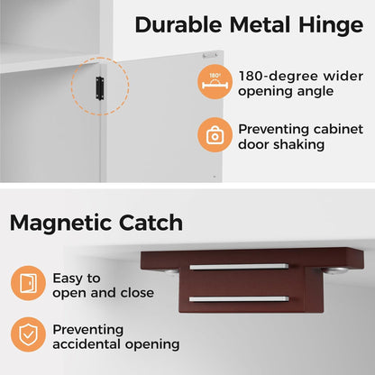 RoyalCraft Farmhouse Bedroom Nightstand with Charging Station, Set of 2, White