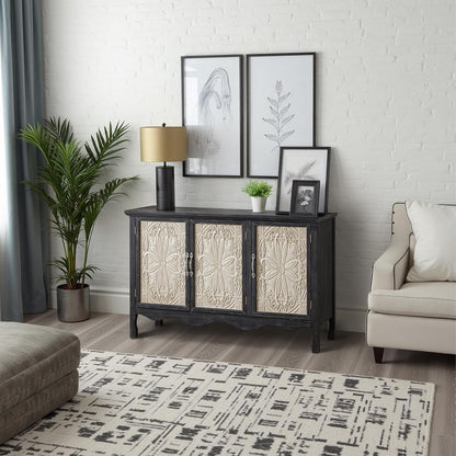 RoyalCraft Farmhouse Buffet Cabinet Solid Wood Sideboard Storage Table, Black