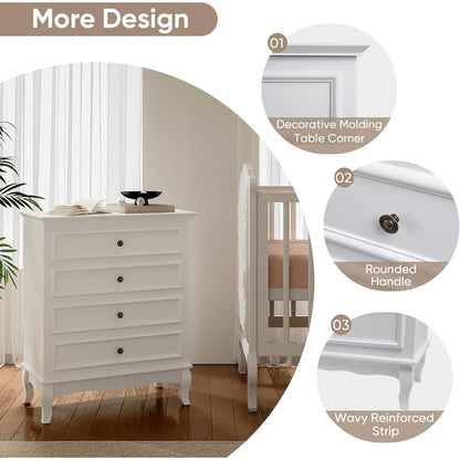 RoyalCraft Wood Dresser Wide Chest Drawers Storage Organizer for Bedroom, White
