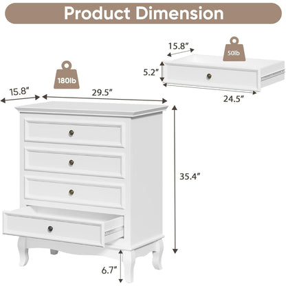 RoyalCraft Wood Dresser Wide Chest Drawers Storage Organizer for Bedroom, White