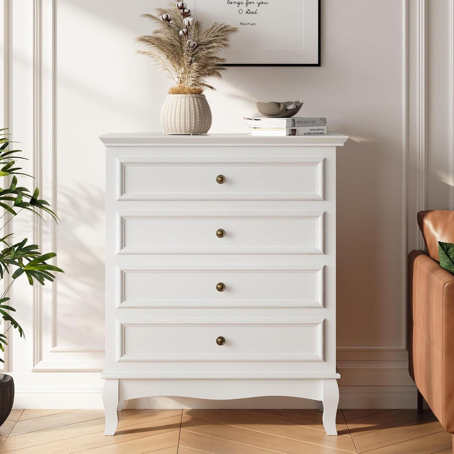 RoyalCraft Wood Dresser Wide Chest Drawers Storage Organizer for Bedroom, White