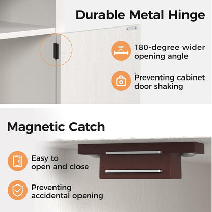 RoyalCraft Farmhouse Nightstand w/ Charging Station Set of 2, White & Rustic Oak