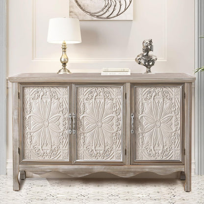 RoyalCraft Farmhouse Buffet Cabinet Solid Wood Sideboard Storage Table, Gray