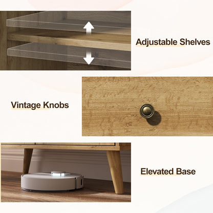 RoyalCraft Accent Storage Cabinet Sideboard Drawers Adjustable Shelves Natural