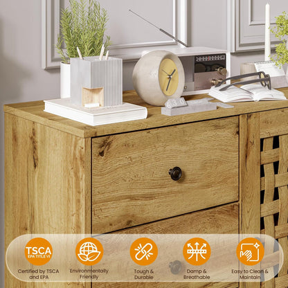 RoyalCraft Accent Storage Cabinet Sideboard Drawers Adjustable Shelves Natural