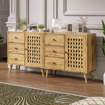 RoyalCraft Accent Storage Cabinet Sideboard Drawers Adjustable Shelves Natural