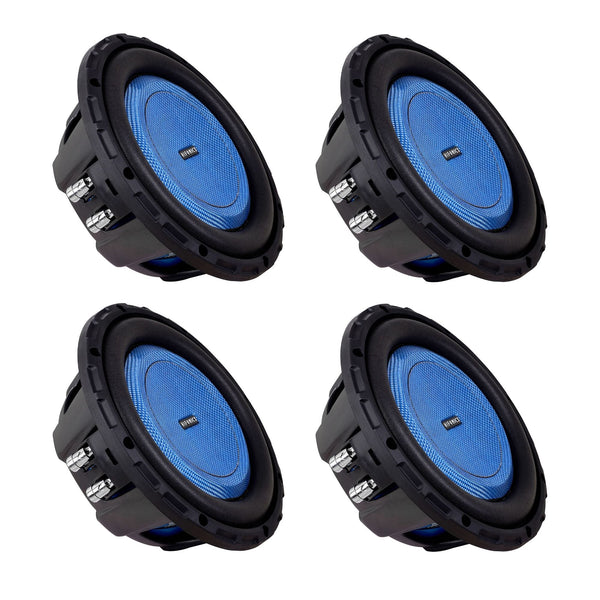 Hifonics 4 Pack ELITE 8” Shallow Subwoofer, Dual Voice Coil Audio Speaker, 500W