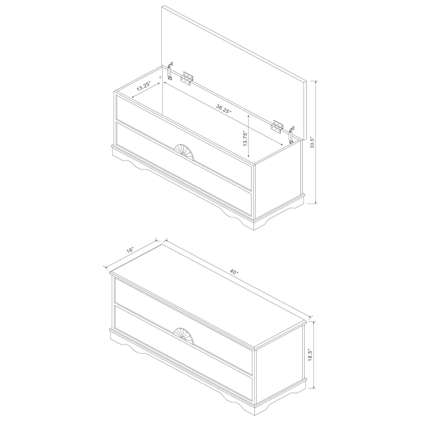 Coaster Home Furnishings Paula 40" Storage Chest, Wooden Trunk Bedroom Furniture