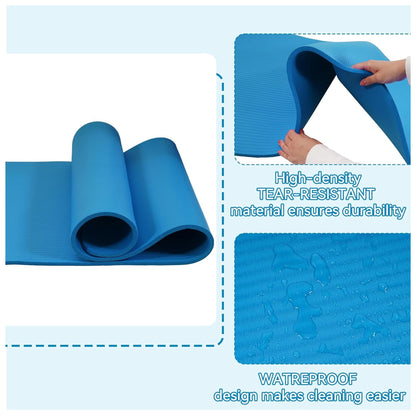 Fitvids 1/2-Inch Thick High Density Exercise Yoga Mat, Carrying Strap, Blue