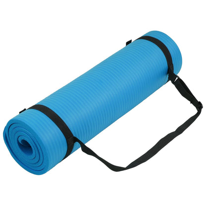 Fitvids 1/2-Inch Thick High Density Exercise Yoga Mat, Carrying Strap, Blue
