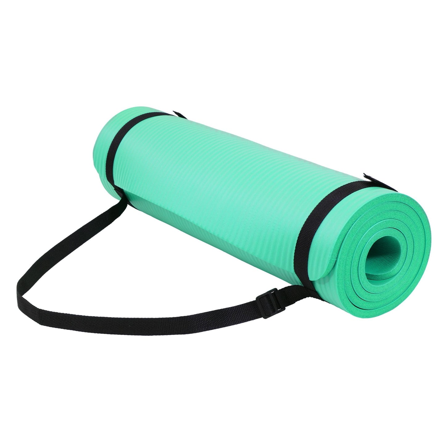 Fitvids 1/2-Inch Thick High Density Exercise Yoga Mat with Carrying Strap, Aqua