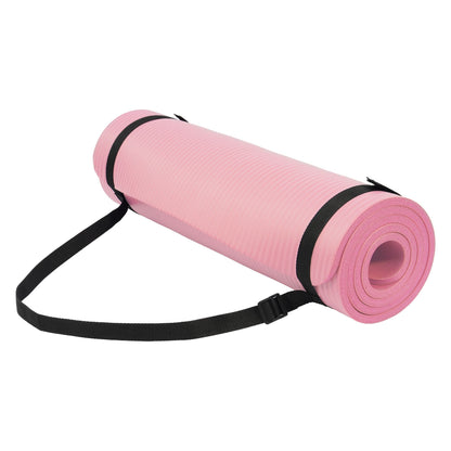 Fitvids 1/2" Thick High Density Exercise Yoga Mat, Carrying Strap, Pale Pink