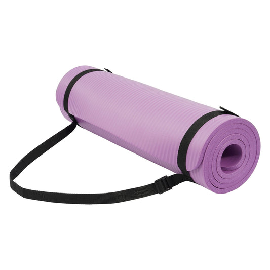 Fitvids 1/2" Thick High Density Exercise Yoga Mat, Carrying Strap, Taro Purple