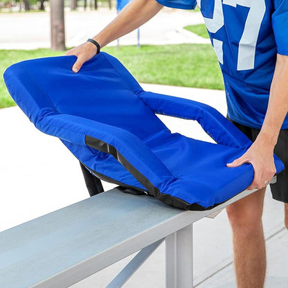 Camco Portable Stadium Seat Foldable Padded Cushion Back Support, Armrests, Blue