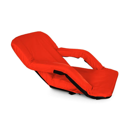 Camco Portable Stadium Seat Foldable Padded Cushion, Back Support, Armrests, Red