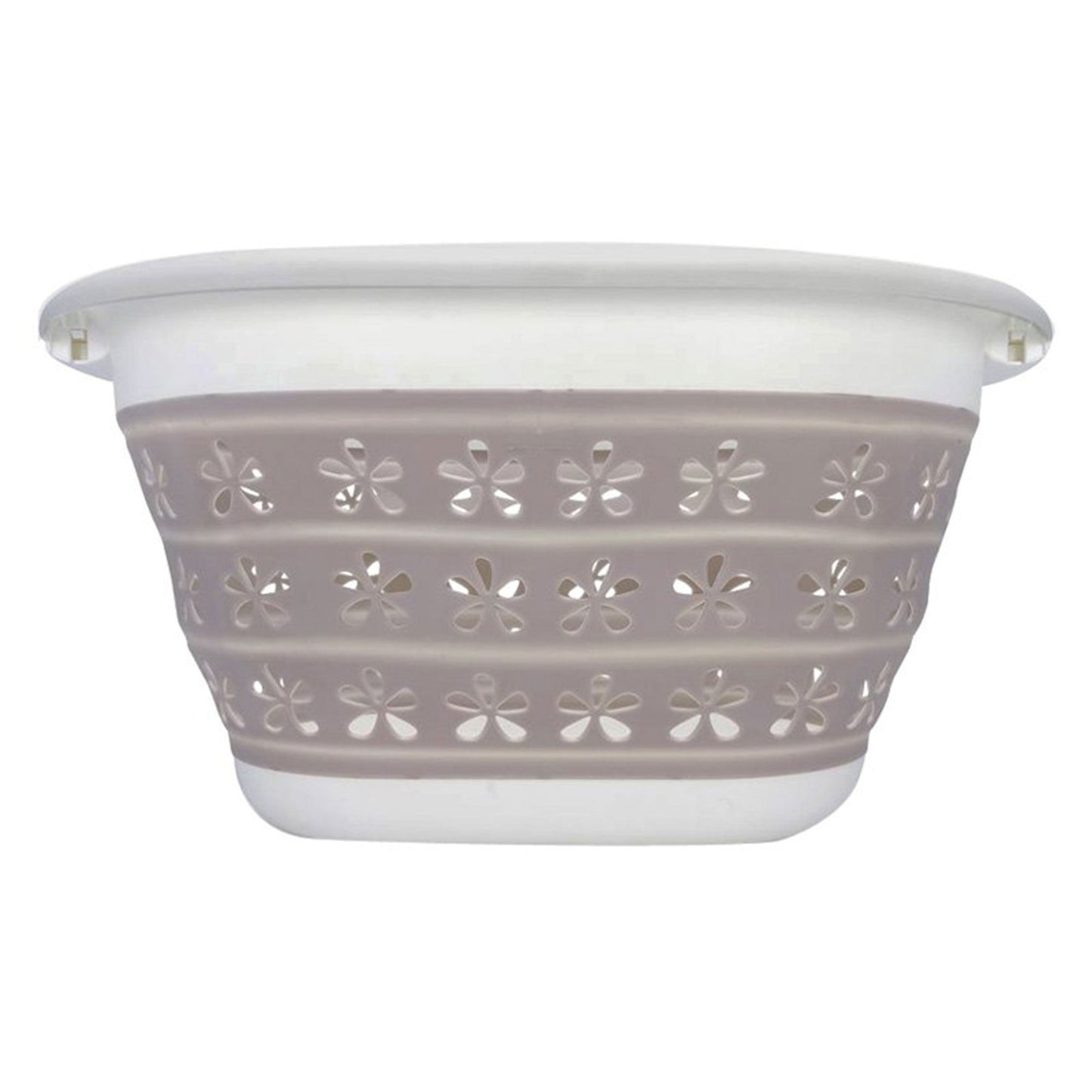 Camco Collapsible Laundry Basket, Plastic Bin, Handles for Storage, Small, Taupe