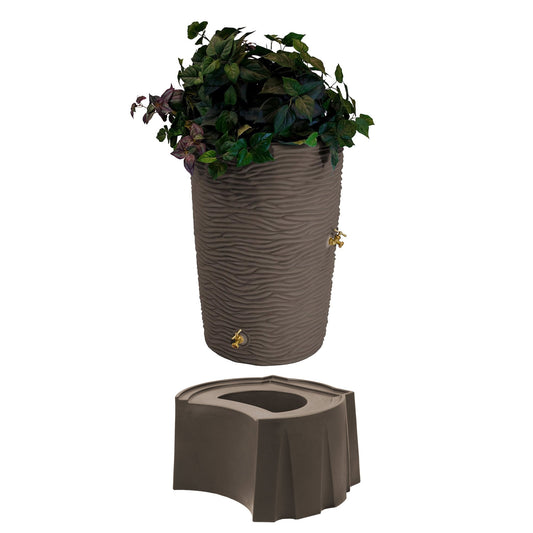 Good Ideas Impressions 50 Gallon Palm Trunk Barrel & Universal Rain Barrel Stand