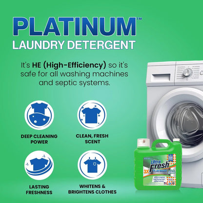 Ultra Fresh 2 Pack 3X Platinum Liquid Laundry Detergent 320 Load, Original Green