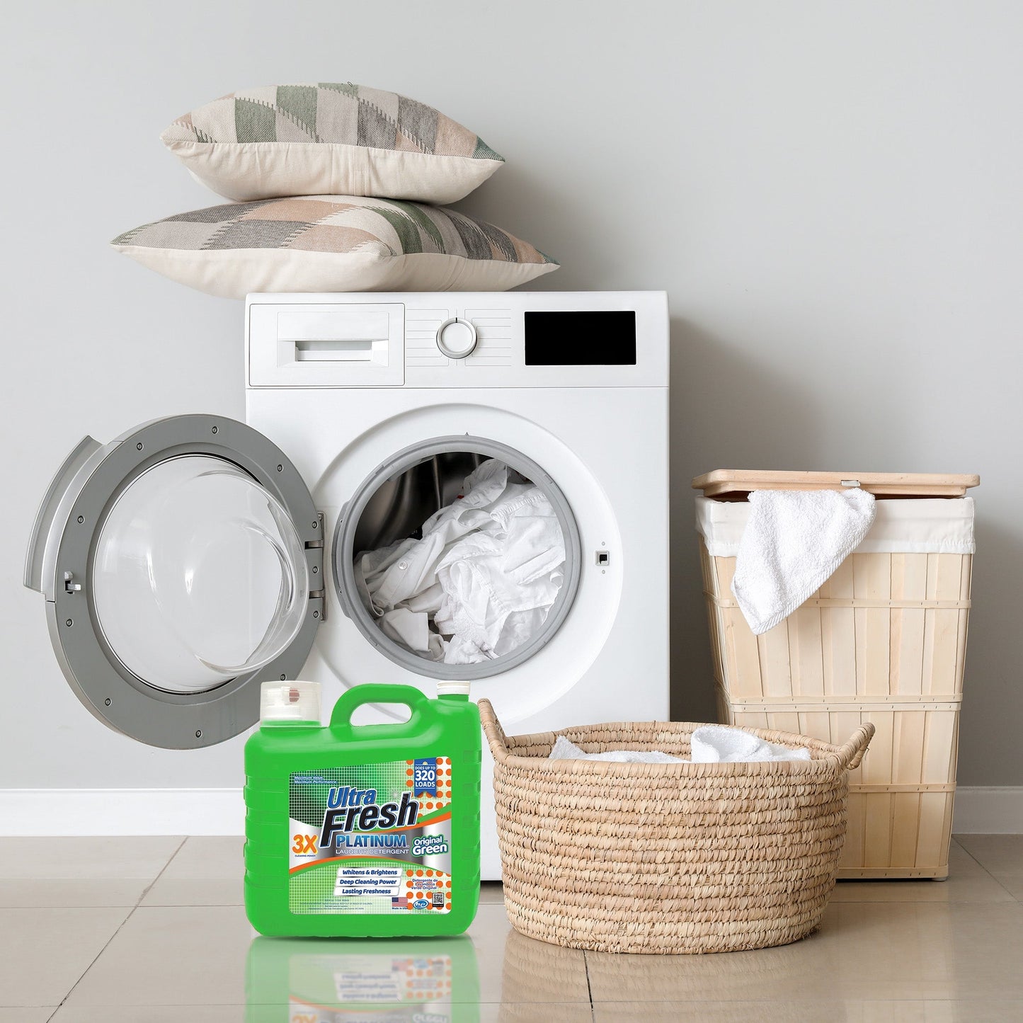 Ultra Fresh 2 Pack 3X Platinum Liquid Laundry Detergent 320 Load, Original Green