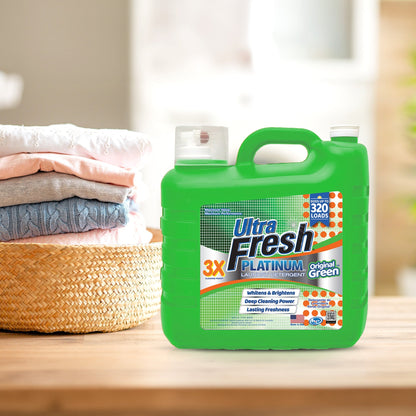 Ultra Fresh 2 Pack 3X Platinum Liquid Laundry Detergent 320 Load, Original Green