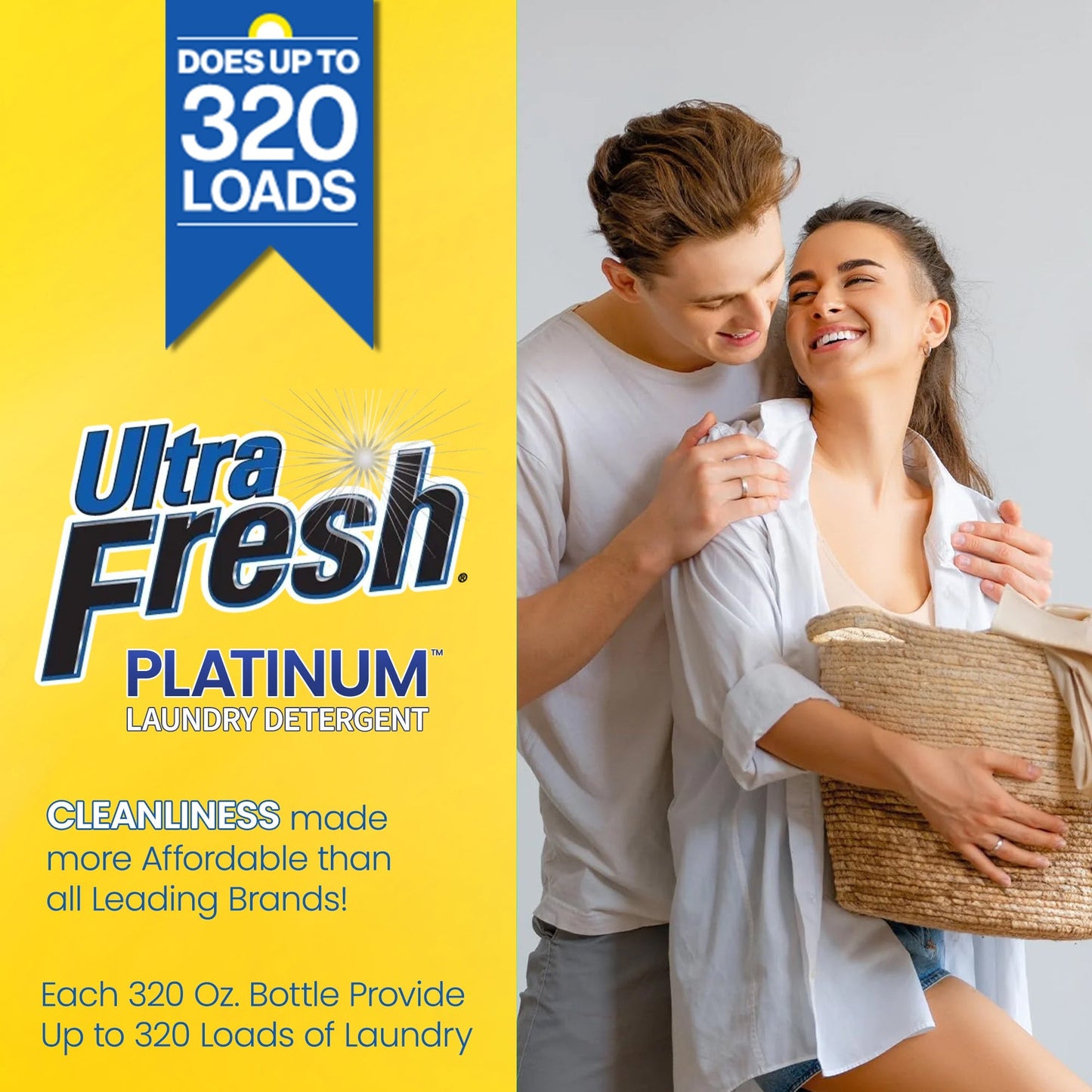 Ultra Fresh 2 Pack Platinum Liquid Laundry Detergent, 320 Loads, Fresh Linen
