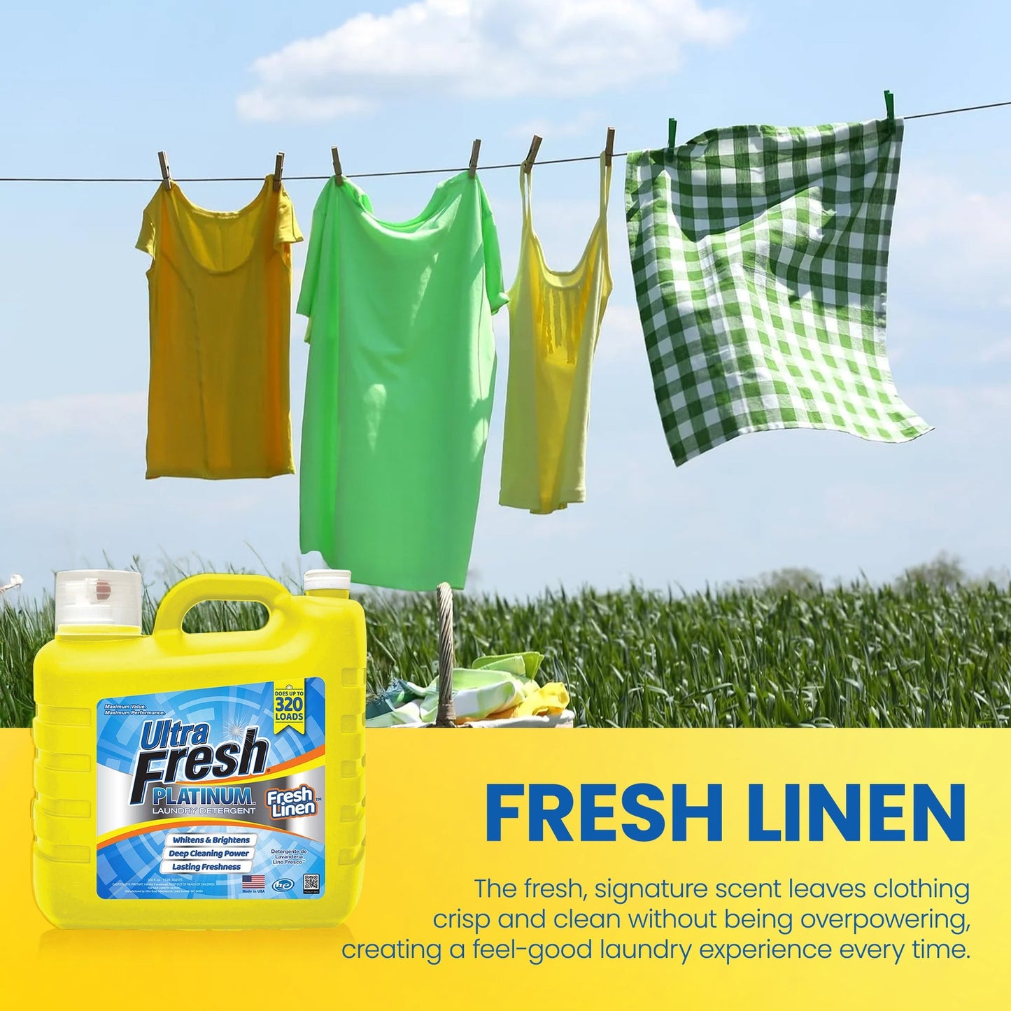 Ultra Fresh 2 Pack Platinum Liquid Laundry Detergent, 320 Loads, Fresh Linen